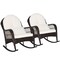 Patio Rattan Rocking Chair with Seat Back Cushions and Waist Pillow